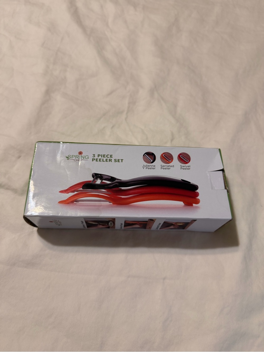 NIB Spring Chef 3-Piece Peeler Set - Red, Orange & Black